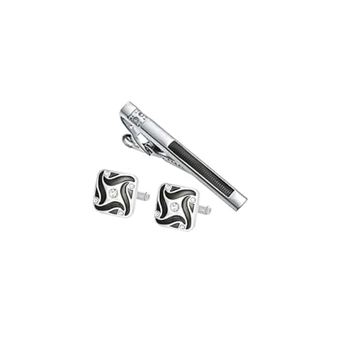 TONZN Manschettenknöpfe und Krawattenklammer-Set Emaille-Manschettenknöpfe für Herren mit Diamanten (D wie abgebildet) von TONZN