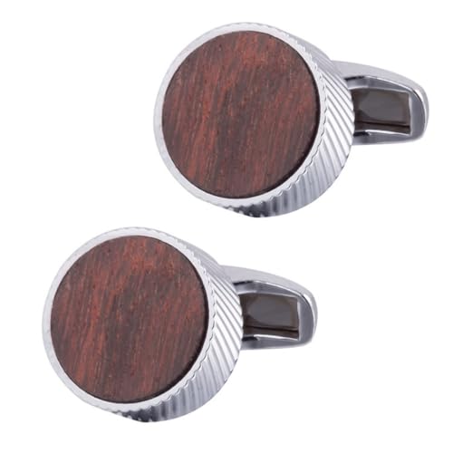 TONZN Runde Manschettenknöpfe aus Massivholz für französische Herrenhemden, Manschettenzubehör aus Holz (B 16 x 16 mm) von TONZN