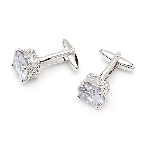 TONZN Schmuck Manschettenknöpfe Herrenhemd Manschettenknöpfe Leichte Luxus Große Zirkon Silber Quadratische Hemd Manschettennägel von TONZN