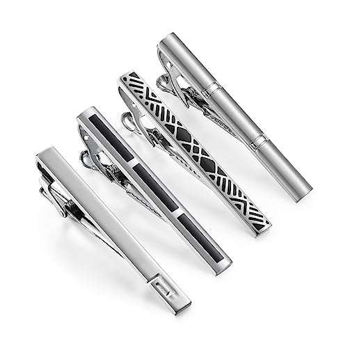 TONZN Silberne Krawattenklammer für Herren, französische Krawattenklammer, personalisierte koreanische Krawattenklammer, Anzug-Manschettenknöpfe-Set (B wie auf dem Bild Gezeigt) von TONZN