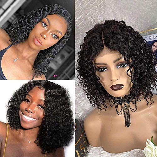 TOOCCI Lockige Bob-Perücke Echthaar Perücken Shrot Bob Water Wave Culry 4x4 Lace Front Wigs for Black Women Kinky Culry Echthaar Perücken mit Babyhaar Vorgezupft Schwarze 150% Density 10 Zoll TOOCCI Lockige Bob-Perücke Echthaar Perücken Shrot Bob Water Wave Culry 4x4 Lace Front Wigs for Black Women Kinky Culry Echthaar Perücken mit Babyhaar Vorgezupft Schwarze 150% Density 10 Zoll von TOOCCI