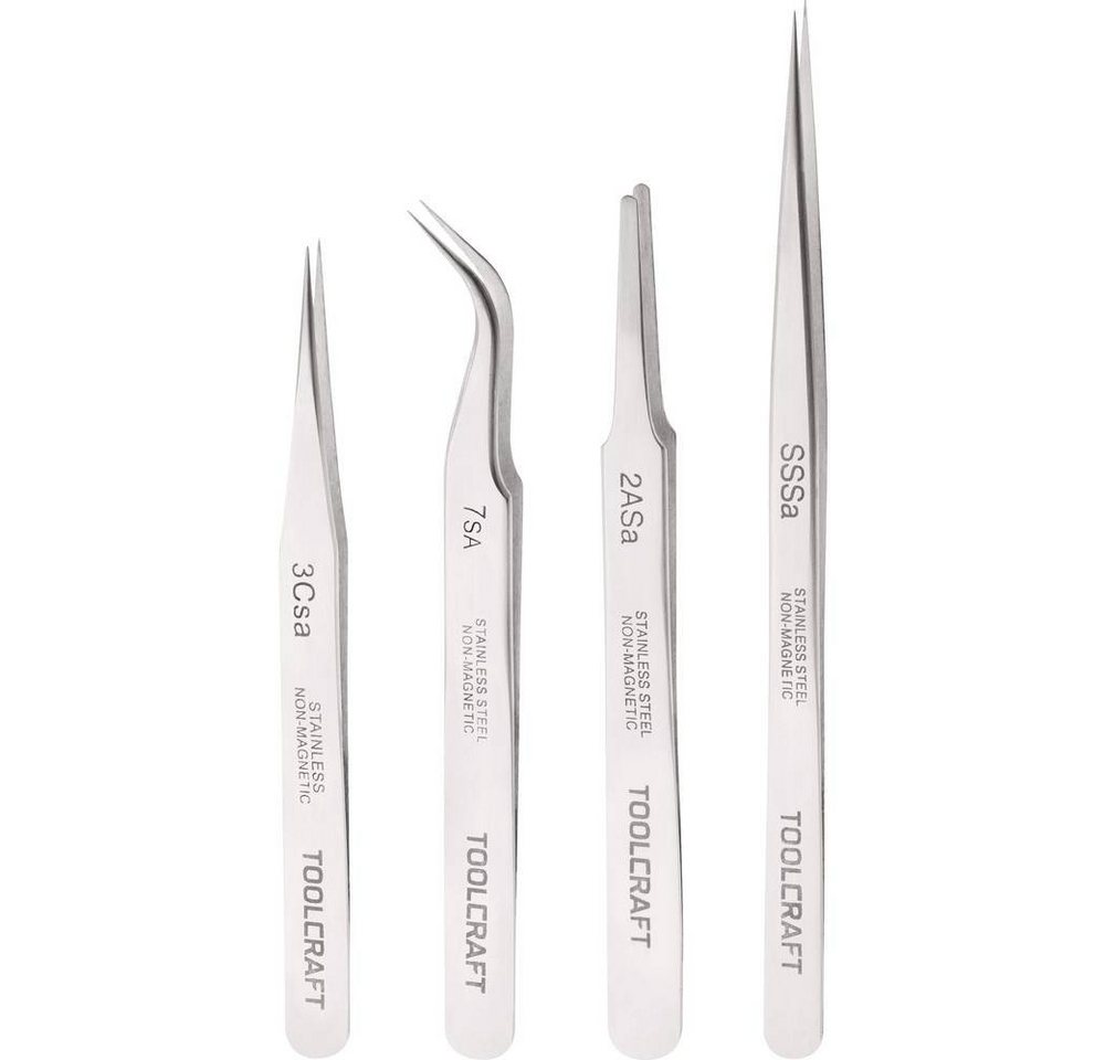 TOOLCRAFT Pinzette Edelstahl-Pinzetten-Set 4tlg 816747 von TOOLCRAFT