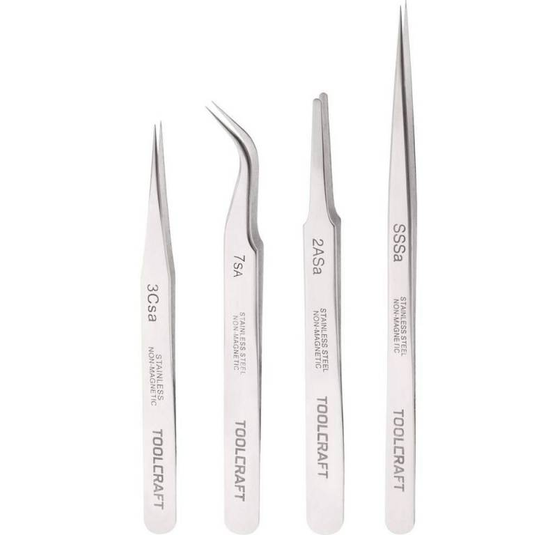 TOOLCRAFT Pinzette Edelstahl-Pinzetten-Set 4tlg 816747 von TOOLCRAFT
