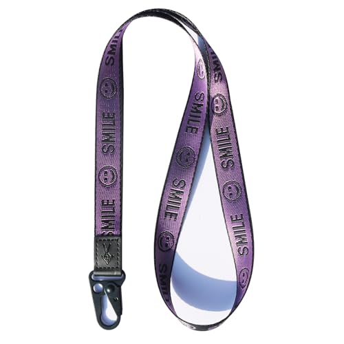 TOOLIN Halsriemen Schlüsselbund für Frauen und Männer,Lanyard für Schlüssel,ID Card Holde,Brieftaschen und Ausweishalter (Lächeln-Lila) von TOOLIN