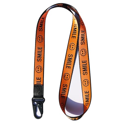 TOOLIN Halsriemen Schlüsselbund für Frauen und Männer,Lanyard für Schlüssel,ID Card Holde,Brieftaschen und Ausweishalter (Lächeln-orange) von TOOLIN