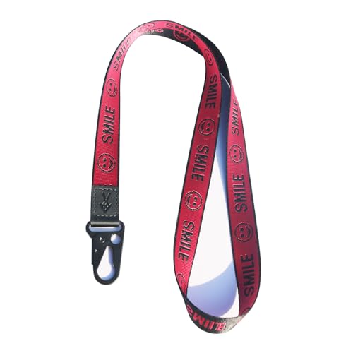 TOOLIN Halsriemen Schlüsselbund für Frauen und Männer,Lanyard für Schlüssel,ID Card Holde,Brieftaschen und Ausweishalter (Lächeln-rosarot) von TOOLIN