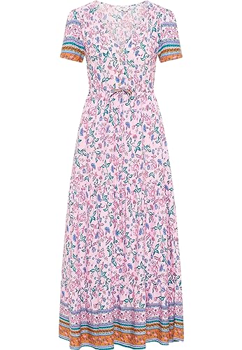 TOORE Damen Maxikleid mit Blumenprint 15926602-TO01, ROSA Mehrfarbig, XXL von TOORE