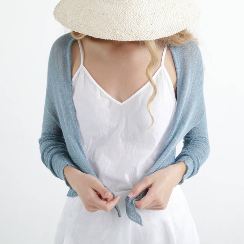 Hell Himmel Blau Strickjacke Bolero Shrug, Offene Wrap, Elegante Shrugs Für Kleider, Schiere Cardigan Strand Urlaub Tragen, Frau Geschenk von TOOSHAAYA