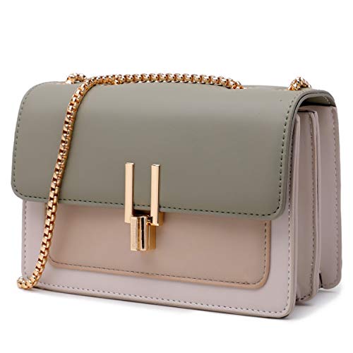 TOP BAND Color-Block Crossbody Taschen für Frauen Leder Crossbody Geldbörsen Niedliche Designer Handtaschen Umhängetasche Mittlere Größe, 2 Grün, Einheitsgröße von TOP BAND