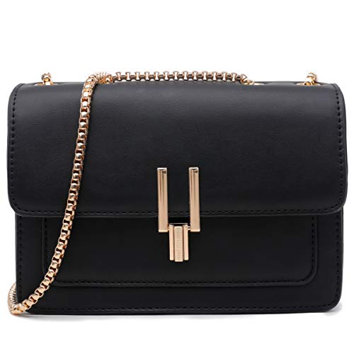 TOP BAND Color-Block Crossbody Taschen für Frauen Leder Crossbody Geldbörsen Niedliche Designer Handtaschen Umhängetasche Mittlere Größe, 2 Schwarz, Einheitsgröße von TOP BAND