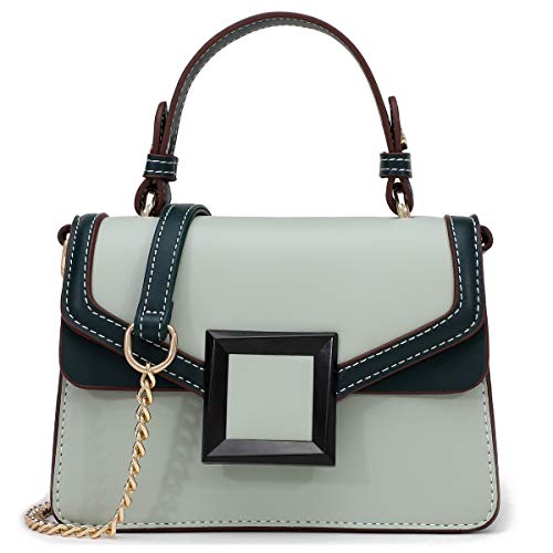 Umhängetasche Damen PU Leder Kette Color-Blocking Designer Handtaschen Kettenhenkel Handtasche Damen Umhängetasche Tasche Damen-Umhängetaschen Schultertasche Crossbody Bag Magnetverschluss Grün von TOP BAND