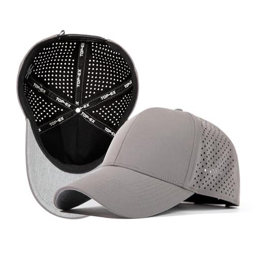 Oversize XL XXL Hydro Performance Snapback Baseball Cap Leichte Kühlende Mütze für große Köpfe Wasserabweisend Atmungsaktiv Schwimmfähig, Grau (Eco-Packung), XL/XXL von TOP-EX