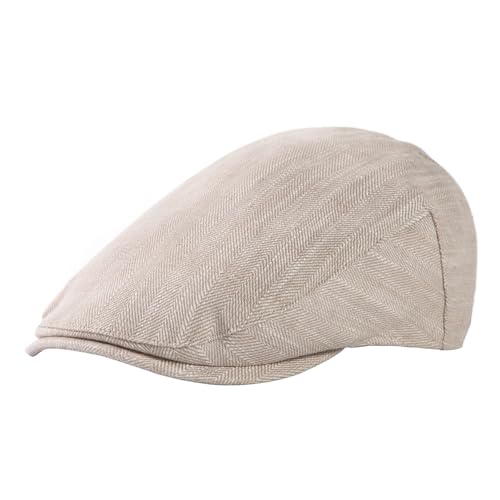 TOP-EX 100% Leinen Schiebermütze Herren Baskenmütze Mütze UPF 50 Sonnenschutz Sonnenhut Sommer Schirmmuetze Newsboy Cap 95557_Beige XL Big von TOP-EX