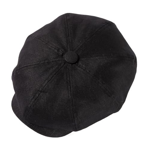TOP-EX Atmungsaktive Herren Flatcap aus 100 Prozent Leinen Leicht Sommer Schiebermütze Für große Köpfe Schwarz L/XL von TOP-EX
