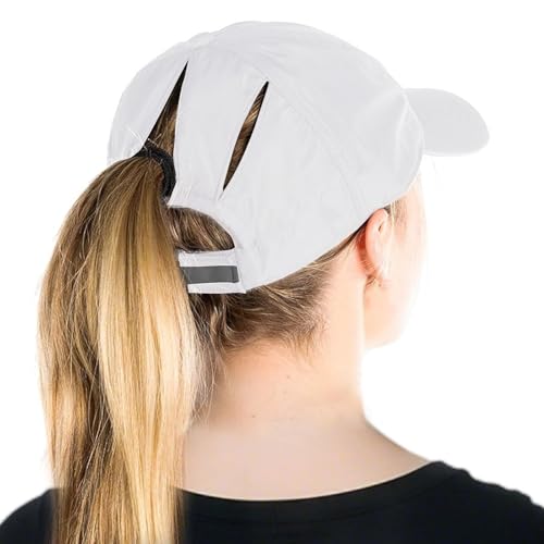 TOP-EX Damen Baseball Cap Hoher Pferdeschwanz Faltbar UV-Schutz 50 Atmungsaktiv Sommer Outdoor Verstellbar Weiß XL/XXL von TOP-EX