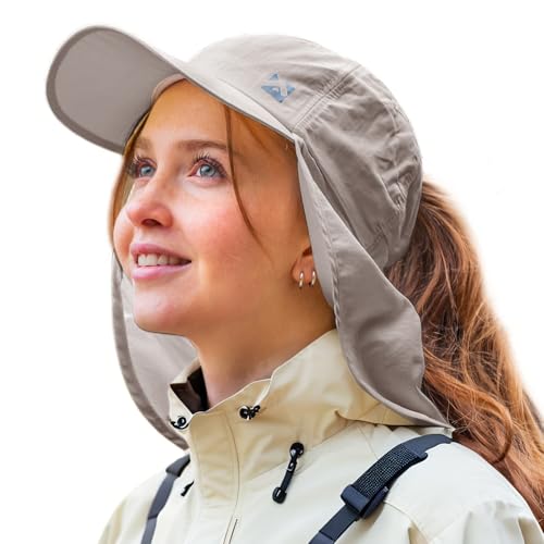 TOP-EX Damen Faltbarer Sonnenhut Pferdeschwanz UV Schutz Baseball Cap mit Nackenschutz Wasserdicht Outdoor Hut Sommer Fischerhut Safari Wanderhut Grau S von TOP-EX