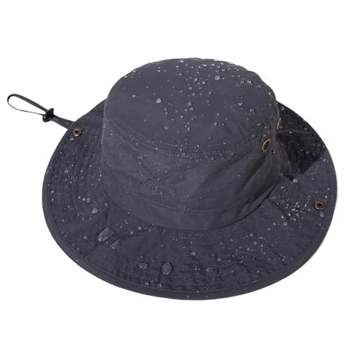 TOP-EX Herren Sonnenschutzkappe wasserdicht UPF 50+ Breitkrempige Safari Boonie für Outdoor Angeln, Wandern & Jagen Große Größen für Breiten Kopf Dunkelgrau Mittel Groß von TOP-EX