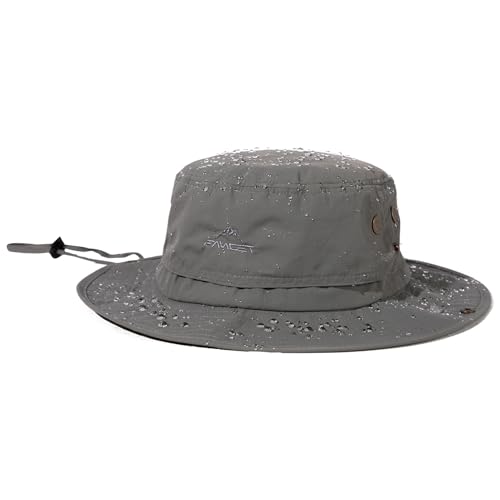 TOP-EX Herren Sonnenschutzkappe wasserdicht UPF 50+ Breitkrempige Safari Boonie für Outdoor Angeln, Wandern & Jagen Große Größen für Breiten Kopf Hellgrau Mittel Groß von TOP-EX
