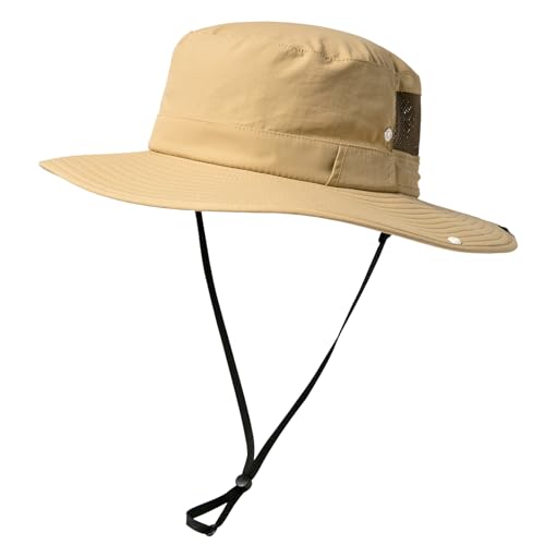 TOP-EX Herren UPF 50 Safarihut mit breiter Krempe und Sonnenbrillenhalter - UV-Schutz Fischerhut, Wasserdicht & Atmungsaktiv - Faltbarer Sonnenhut für Outdoor, Wandern, Camping, Angeln Khaki XL/XXL von TOP-EX