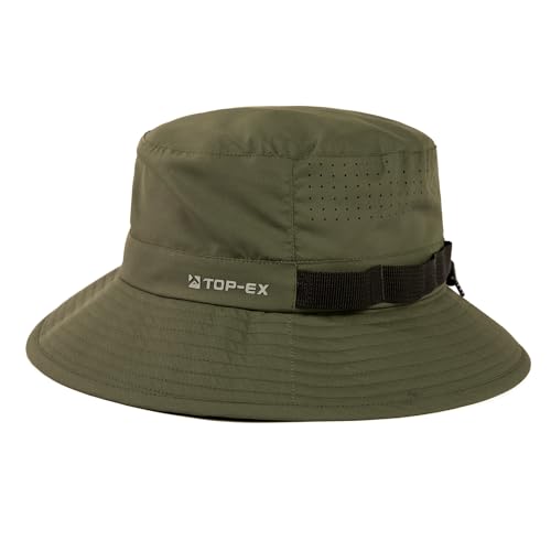 TOP-EX Kühlender Fischerhut Herren Atmungsaktiv UV-Schutz Sonnenhut Damen Sommer Outdoor Hut mit Breiter Krempe Faltbar Safari Hut Wanderhut Armeegrün XL von TOP-EX