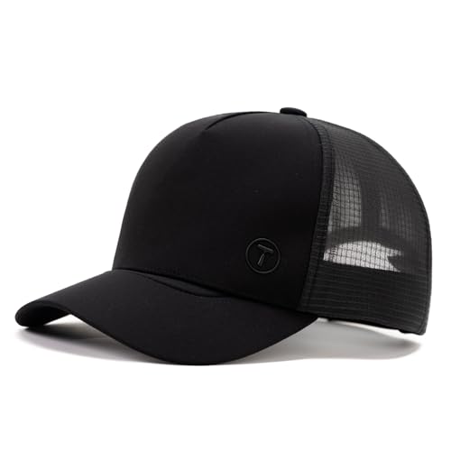 TOP-EX L/XL/XXLTrucker Cap Herren Snapback Baseball Cap Mesh Sommer Basecap mit Netz Sport Golf Running Kappe 95592_Schwarz X-Large XL von TOP-EX