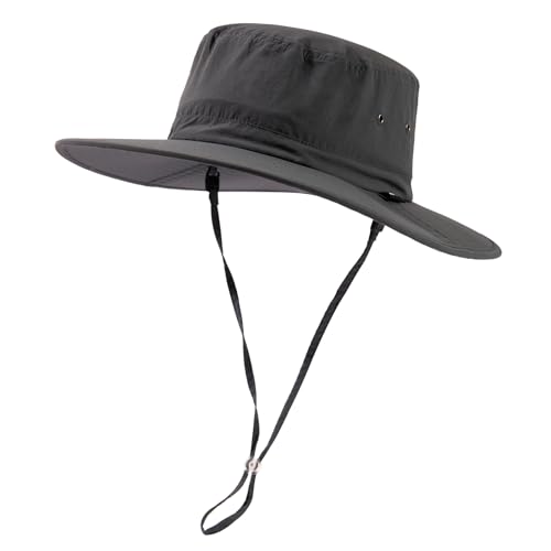 TOP-EX M/L/XL SPF 50 Sonnenhüte mit breiter Krempe Herren Damen UV-Schutz Mütze Anglerhut Wanderhut Outdoor Sommerhut Wasserdicht Faltbar Dunkelgrau L/XL von TOP-EX
