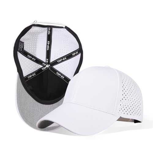 TOP-EX Snapback Cap Herren Damen Wasserabweisend Verstellbar Für Sport Fitness Freizeit Outdoor Weiß M/L von TOP-EX