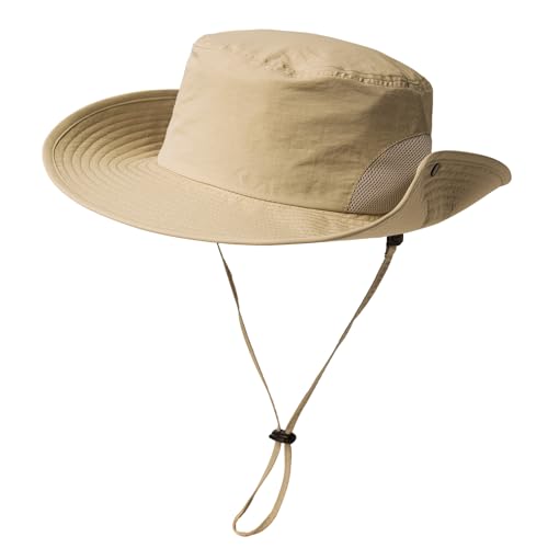 TOP-EX Sommer Sonnenhüte Golf Bucket für Männer mit Großem Kopf Breiter Rand Boonie Safari Wasserdicht Strand UPF50+ Angeln Wandern Beige Groß X-Groß L XL von TOP-EX