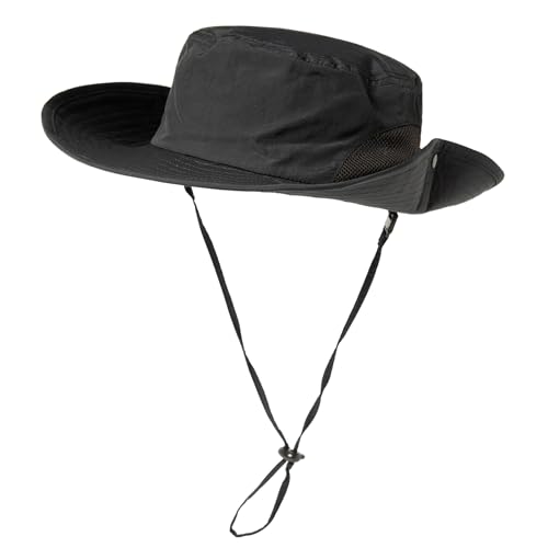 TOP-EX Sommer Sonnenhüte Golf Bucket für Männer mit Großem Kopf Breiter Rand Boonie Safari Wasserdicht Strand UPF50+ Angeln Wandern Schwarz Groß X-Groß L XL von TOP-EX
