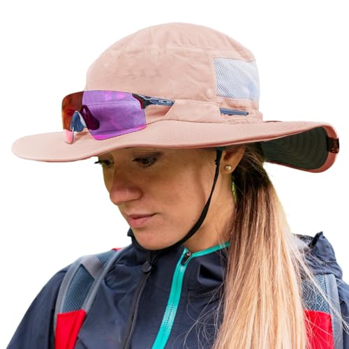 TOP-EX Sonnenhut Damen Breite Krempe UPF 50+ UV-Schutz Sommerhut mit Pferdeschwanzloch Faltbare Outdoor-Kappe für Wandern Angeln Strand Gartenarbeit, rose, M/L von TOP-EX