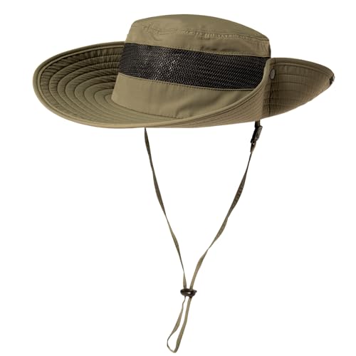 TOP-EX Sonnenhut für Damen und Herren UPF 50 - Breitkrempe, wasserdicht, atmungsaktiv und verstellbar für Sommer, Angeln, Wandern, Safari - Leichter und klein verpackbarer Outdoor-Hut Grün L/XL von TOP-EX