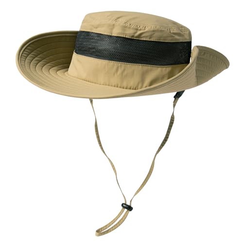 TOP-EX Sonnenhut für Damen und Herren UPF 50 - Breitkrempe, wasserdicht, atmungsaktiv und verstellbar für Sommer, Angeln, Wandern, Safari - Leichter und klein verpackbarer Outdoor-Hut Khaki L/XL von TOP-EX