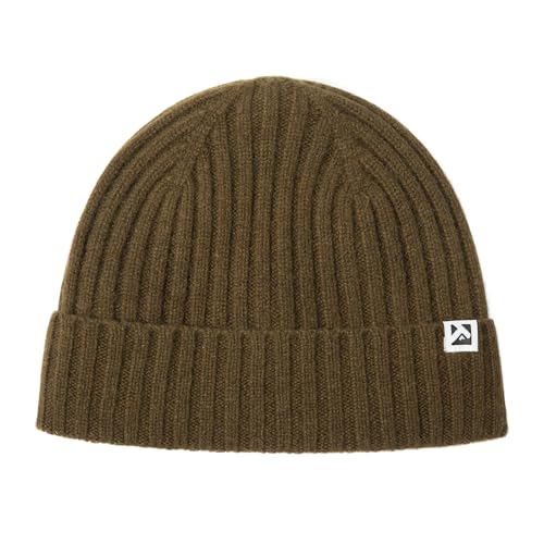 TOP-EX Übergroße Herren Damen 100% Merinowolle Winter Beanie mit Fleece-Futter Strickmütze für große Köpfe langlebige Mütze für kaltes Wetter warm Armeegrün Medium/Large von TOP-EX