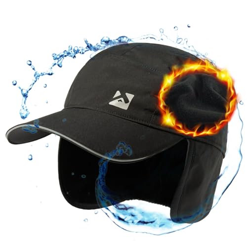 TOP-EX Übergroße XL/XXL Herren Damen Schwarze wasserdichte Winter-Baseballkappe mit Fleece-Ohrklappen Fallensteller-Hut für kaltes Wetter große Köpfe Extra-Groß von TOP-EX