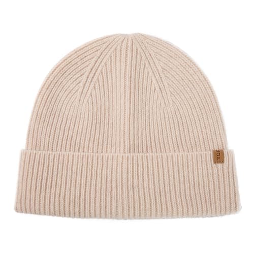 TOP-EX Übergroße XL XXL Merinowoll Kaschmir Mischung Beanie Mütze für große extra große Köpfe Männer Frauen Wintermütze gestrickte Schädelmütze kaltes Wetter Jagd Ski Fischer Beige von TOP-EX