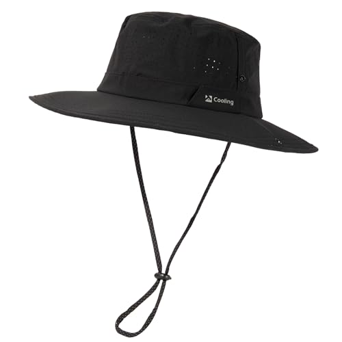 TOP-EX UPF 50 Herren & Damen Sonnenhut breiter Krempe Sommer UV-Schutz Wandern Safari Hut Anglerhut Outdoor-Hut für Spaziergänge & Gartenarbeit Schwarz M/L von TOP-EX