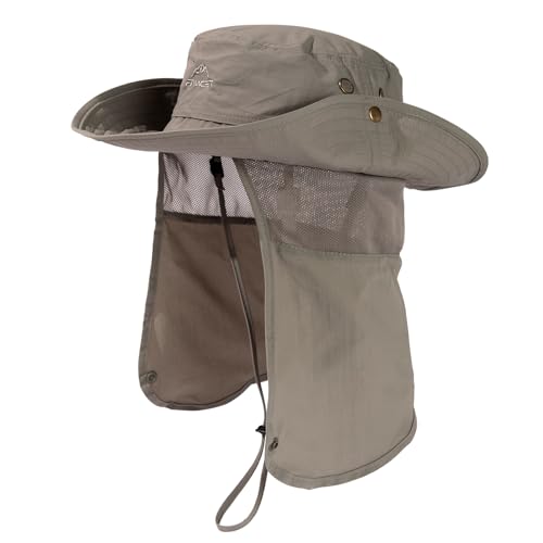 TOP-EX UPF 50 XXL Sonnenhut für große Köpfe Herren mit Nackenschutz breiter Krempe Sommer UV-Schutz Wandern Safari Hut wasserdichter Anglerhut Outdoor-Hut für Spaziergänge & Gartenarbeit Grau XL/XXL von TOP-EX