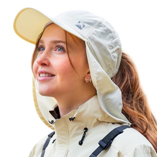 TOP-EX UV Sonnenhut Damen Pferdeschwanz UPF 50 Baseball Cap mit Nackenschutz Wasserdicht Outdoor Hut Sommer Fischerhut Safari Wanderhut Beige M von TOP-EX