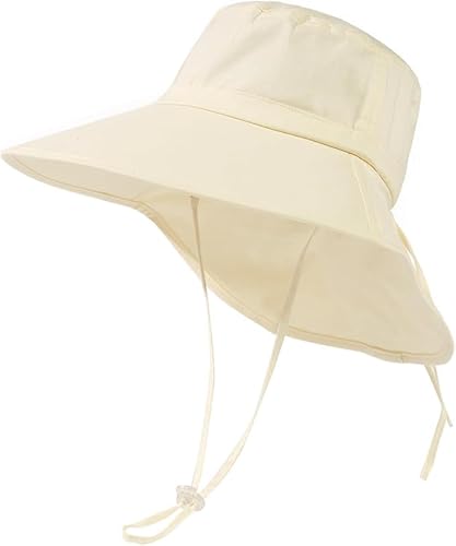 TOP-EX XL/XXL Damen Sonnenhut Baumwolle UPF 50+ Sonnenschutz Sommerhut mit Nackenschutz für Damen Breite Krempe Outdoor Gartenhut Faltbar Beige M 56-58CM von TOP-EX