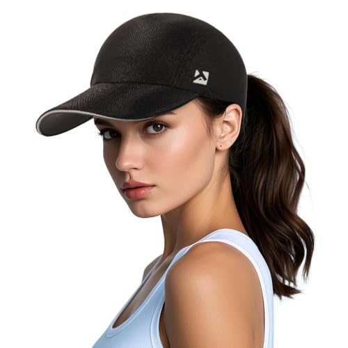 TOP-EX XL/XXL Ponytail Baseball Caps für Damen Atmungsaktiv Cooling Baseballkappe Sonnenschutz Leicht Golf Sonnenhut Tennis Running Sommerhut Schwarz X-Large von TOP-EX
