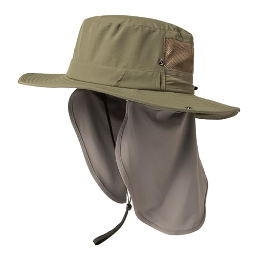 TOP-EX XL/XXL Sonnenhut Herren Wasserdicht Sonnenschutz Mütze mit Sonnenbrillenhalter Breite Krempe Outdoor Trekking Hut mit Nackenschutz Safari Sommer Mütze Faltbar 94603_Armeegrün XL/XXL von TOP-EX