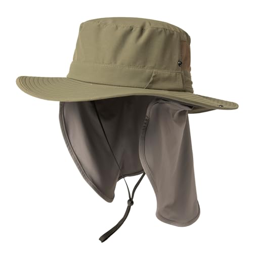 TOP-EX XL/XXL Sonnenhut Herren Wasserdicht Sonnenschutz Mütze mit Sonnenbrillenhalter Breite Krempe Outdoor Trekking Hut mit Nackenschutz Safari Sommer Mütze Faltbar 94603_Armeegrün XL/XXL von TOP-EX