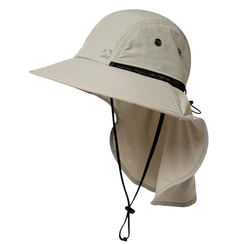 TOP-EX XL/XXL UPF 50 Sonnenhut Herren Breite Krempe Sonnenschutz Mütze Wasserdicht Outdoor Trekking Hut mit Nackenschutz Safari Sommer Mütze Faltbar Grau M/L von TOP-EX