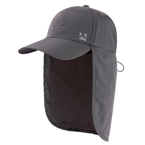 TOP-EX XL/XXL wasserdichte Baseball Cap Herren mit Nackenklappe UPF 50 Sonnenhüte Damen, Faltbar Sommerhüte Safari Wandern Outdoor-Hut Atmungsaktiv Verstellbar Dunkelgrau L/XL von TOP-EX