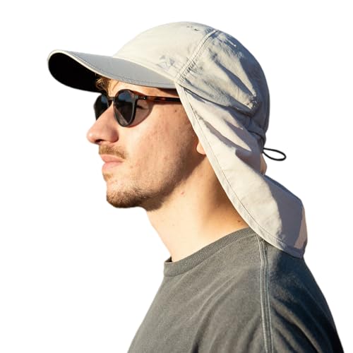 TOP-EX XL/XXL wasserdichte Baseball Cap Herren mit Nackenklappe UPF 50 Sonnenhüte Damen, Faltbar Sommerhüte Safari Wandern Outdoor-Hut Atmungsaktiv Verstellbar Grau M/L von TOP-EX