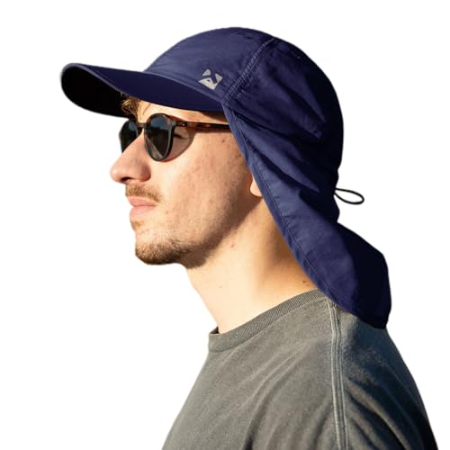 TOP-EX XL/XXL wasserdichte Baseball Cap Herren mit Nackenklappe UPF 50 Sonnenhüte Damen, Faltbar Sommerhüte Safari Wandern Outdoor-Hut Atmungsaktiv Verstellbar Navy Blau M/L von TOP-EX
