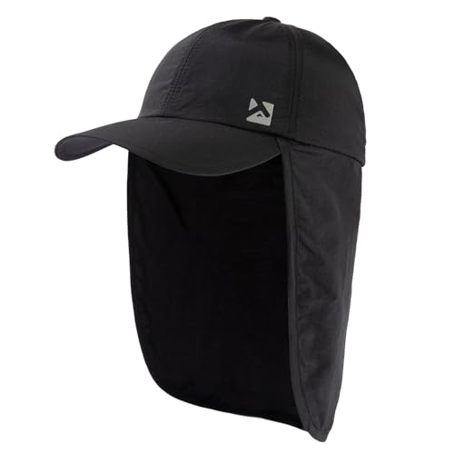 TOP-EX XL/XXL wasserdichte Baseball Cap Herren mit Nackenklappe UPF 50 Sonnenhüte Damen, Faltbar Sommerhüte Safari Wandern Outdoor-Hut Atmungsaktiv Verstellbar Schwarz L/XL von TOP-EX