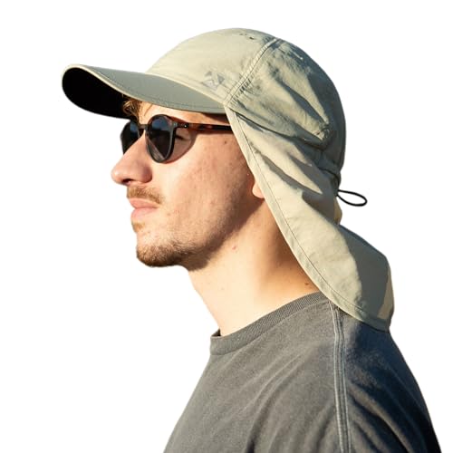 TOP-EX XL/XXL wasserdichte Baseball Cap Herren mit Nackenklappe UV-Schutz Sonnenhüte Damen, Faltbar Sommerhüte Safari Wandern Outdoor-Hut Atmungsaktiv Verstellbar Beige M/L von TOP-EX