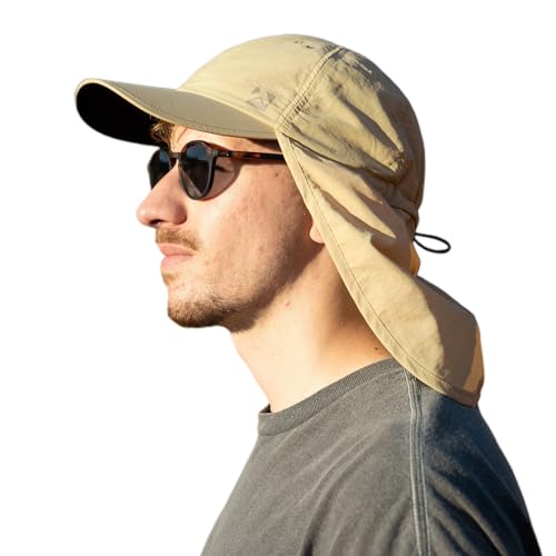 TOP-EX XL/XXL wasserdichte Baseball Cap Herren mit Nackenklappe UV-Schutz Sonnenhüte Damen, Faltbar Sommerhüte Safari Wandern Outdoor-Hut Atmungsaktiv Verstellbar Khaki M/L von TOP-EX