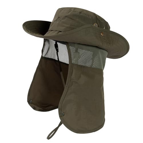 TOP-EX XXL UPF 50 Sonnenhut für große Köpfe Herren mit Nackenschutz breiter Krempe Sommer UV-Schutz Wandern Safari Hut wasserdichter Outdoor-Hut für Gartenarbeit Armeegrün XL/XXL von TOP-EX